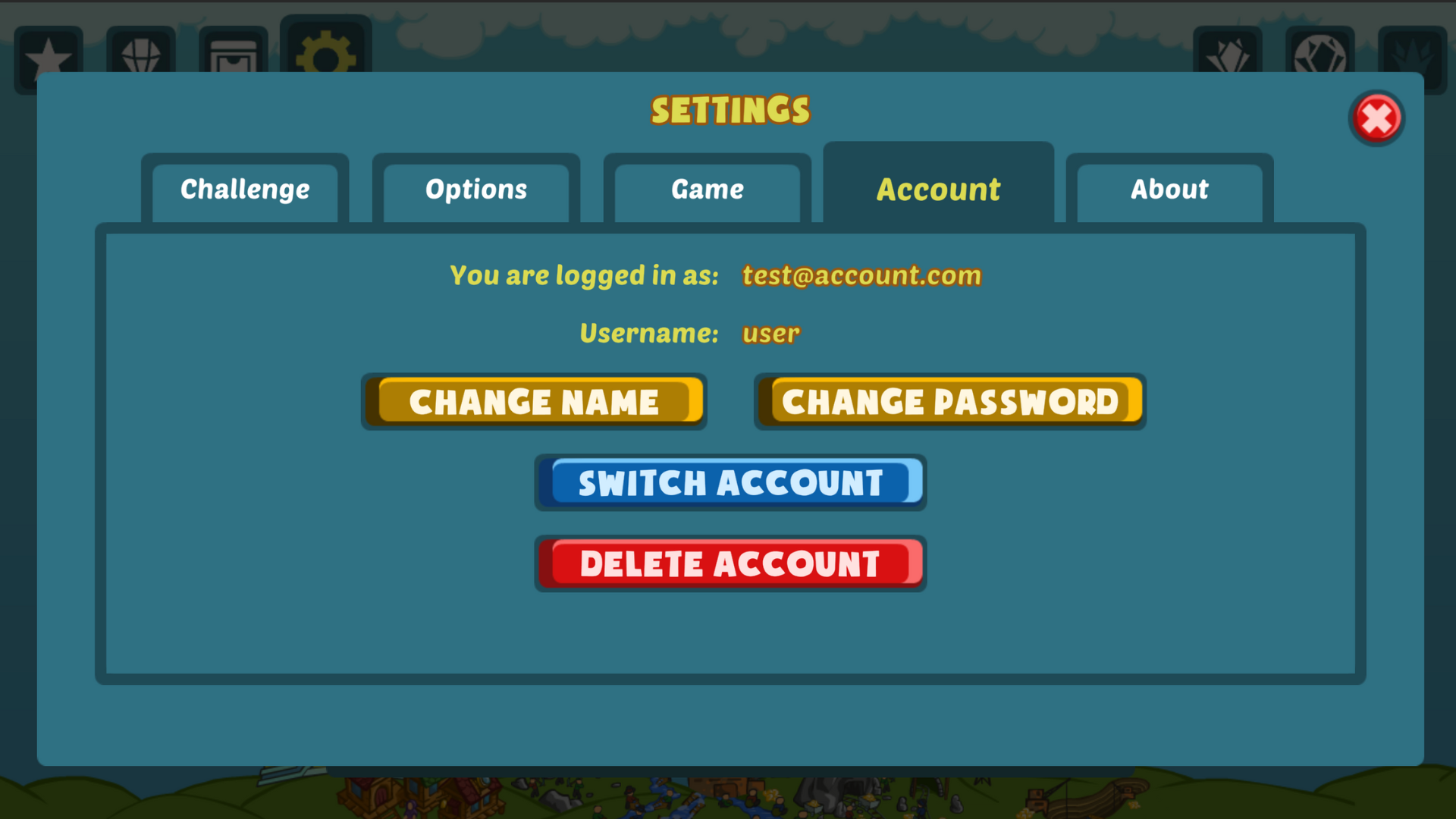 Delete account